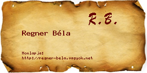 Regner Béla névjegykártya